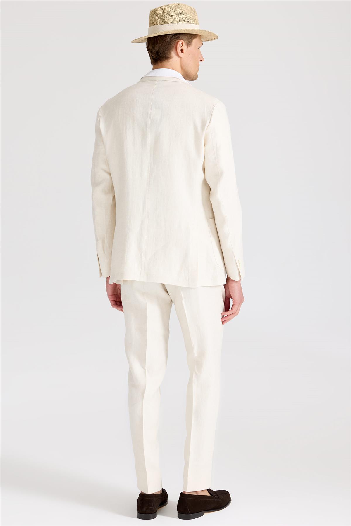 Ekru Keten Takım Elbise