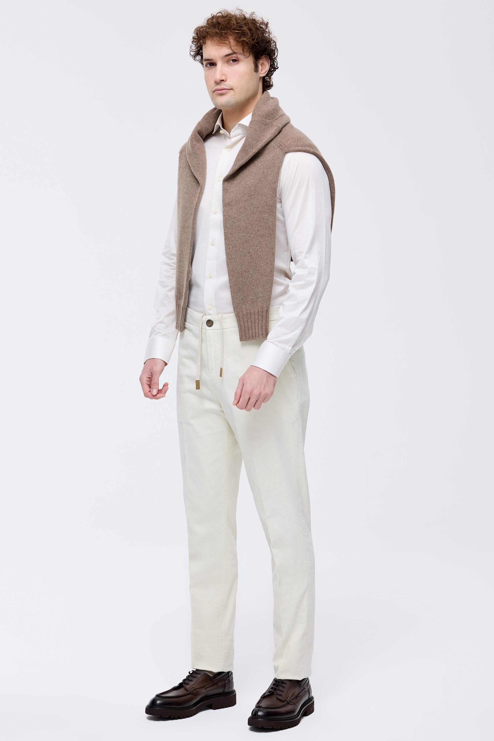 Ekru Pamuk Kaşmir Bağcıklı Chino Pantolon