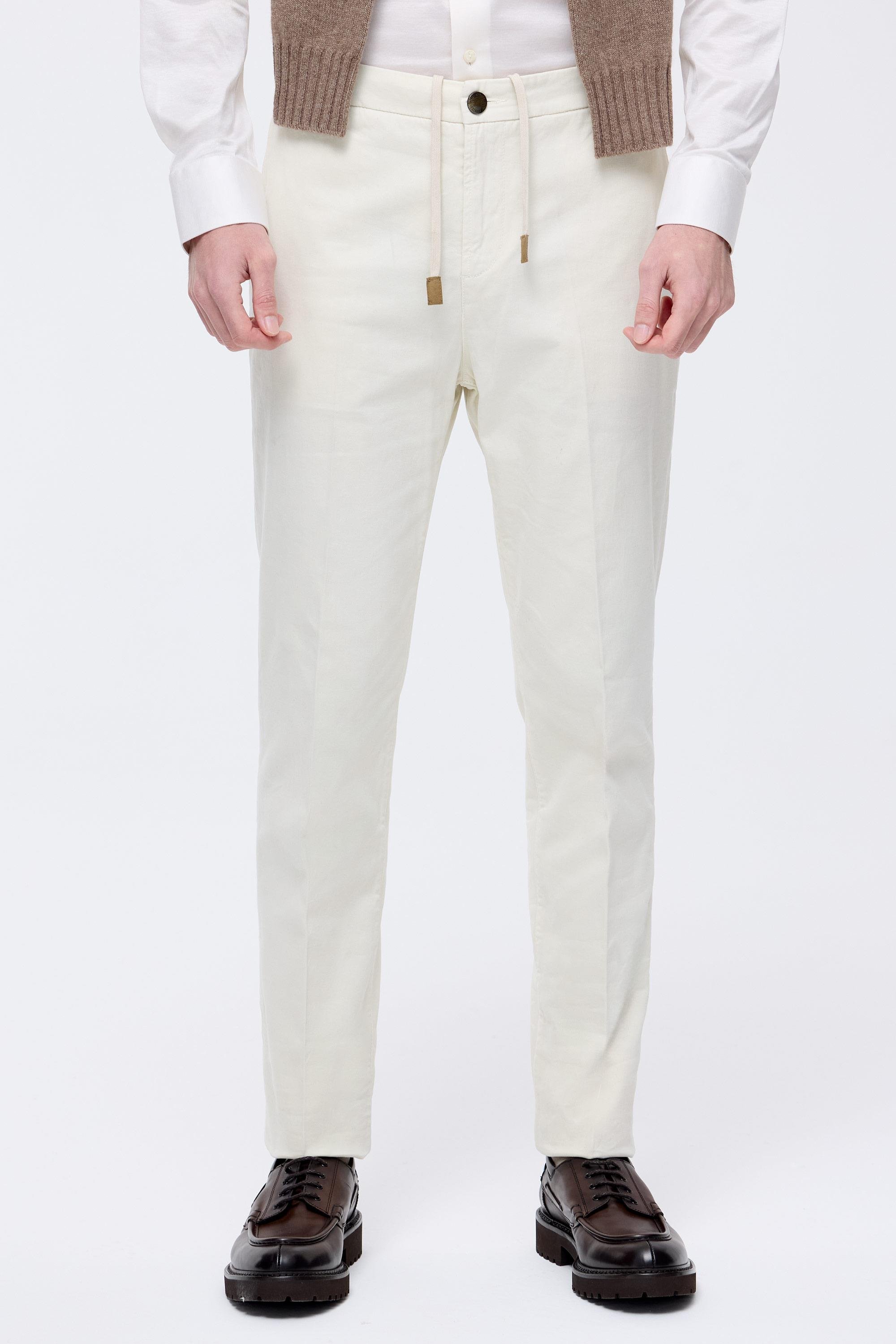 Ekru Pamuk Kaşmir Bağcıklı Chino Pantolon
