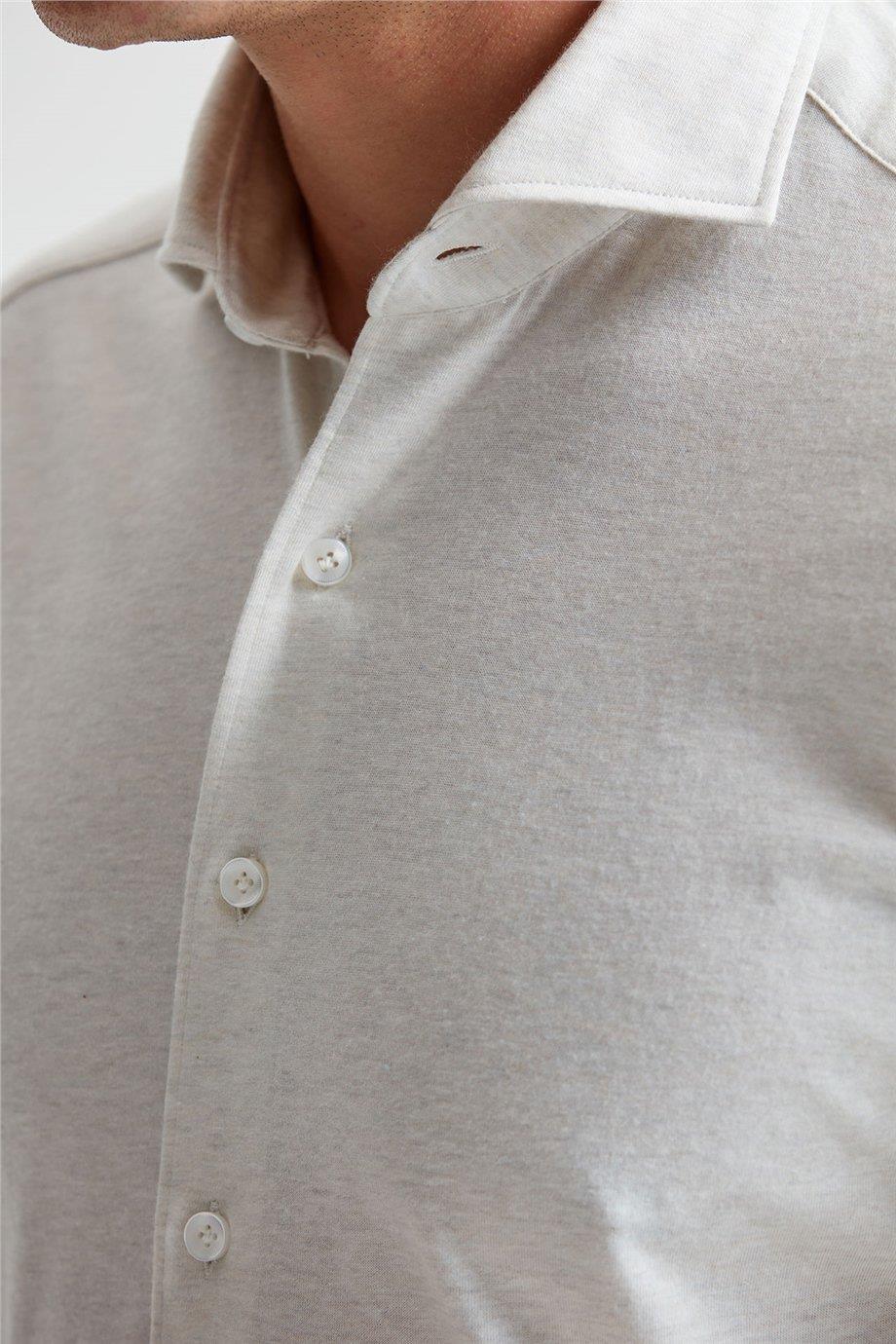 Ekru Pamuk Kaşmir Gömlek