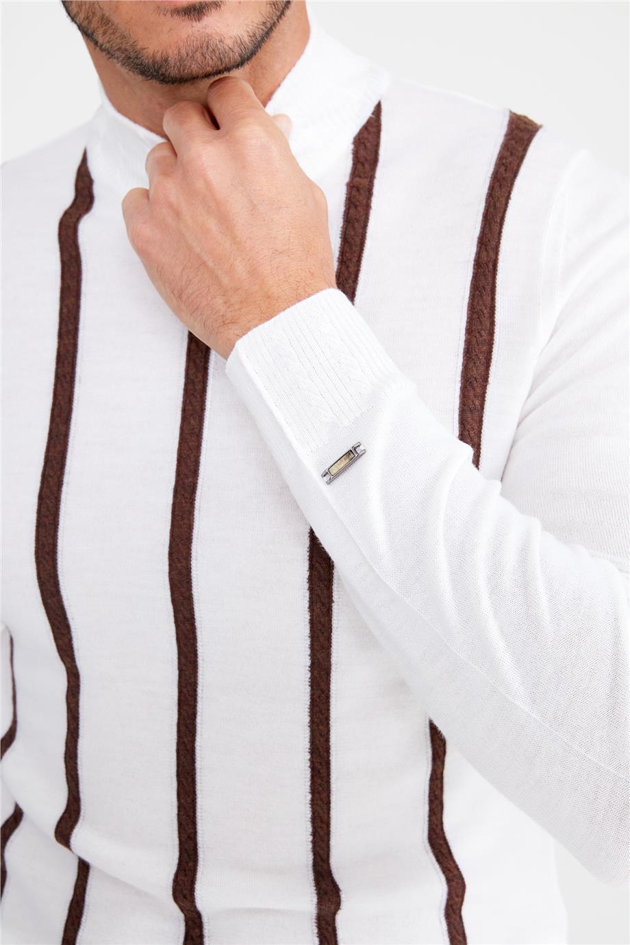 Ekru Polo Yaka Yün Triko