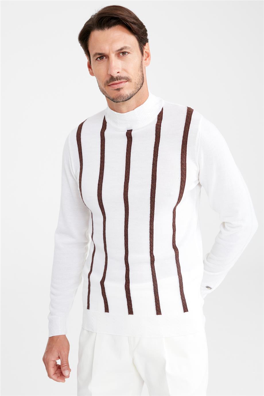 Ekru Polo Yaka Yün Triko