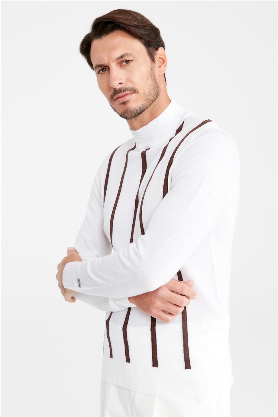 Ekru Polo Yaka Yün Triko