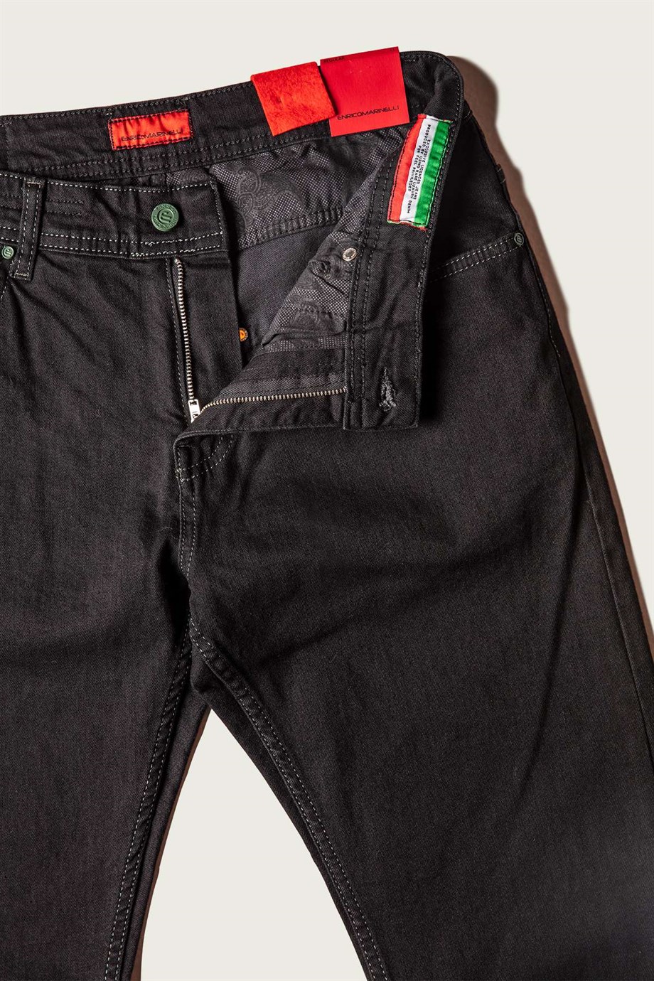 Enrico Marinelli Taşlama Siyah Jean Pantolon