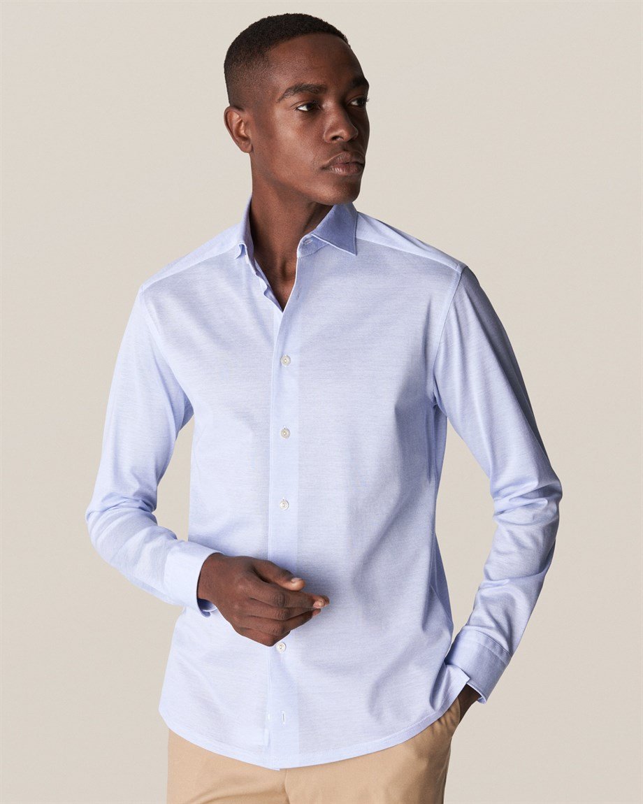 Eton Mavi Pique Erkek Gömlek