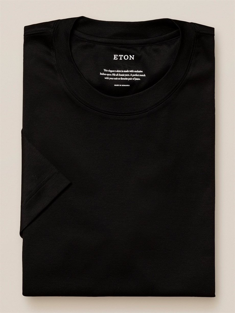 Eton Siyah Sıfır Yaka T-shirt