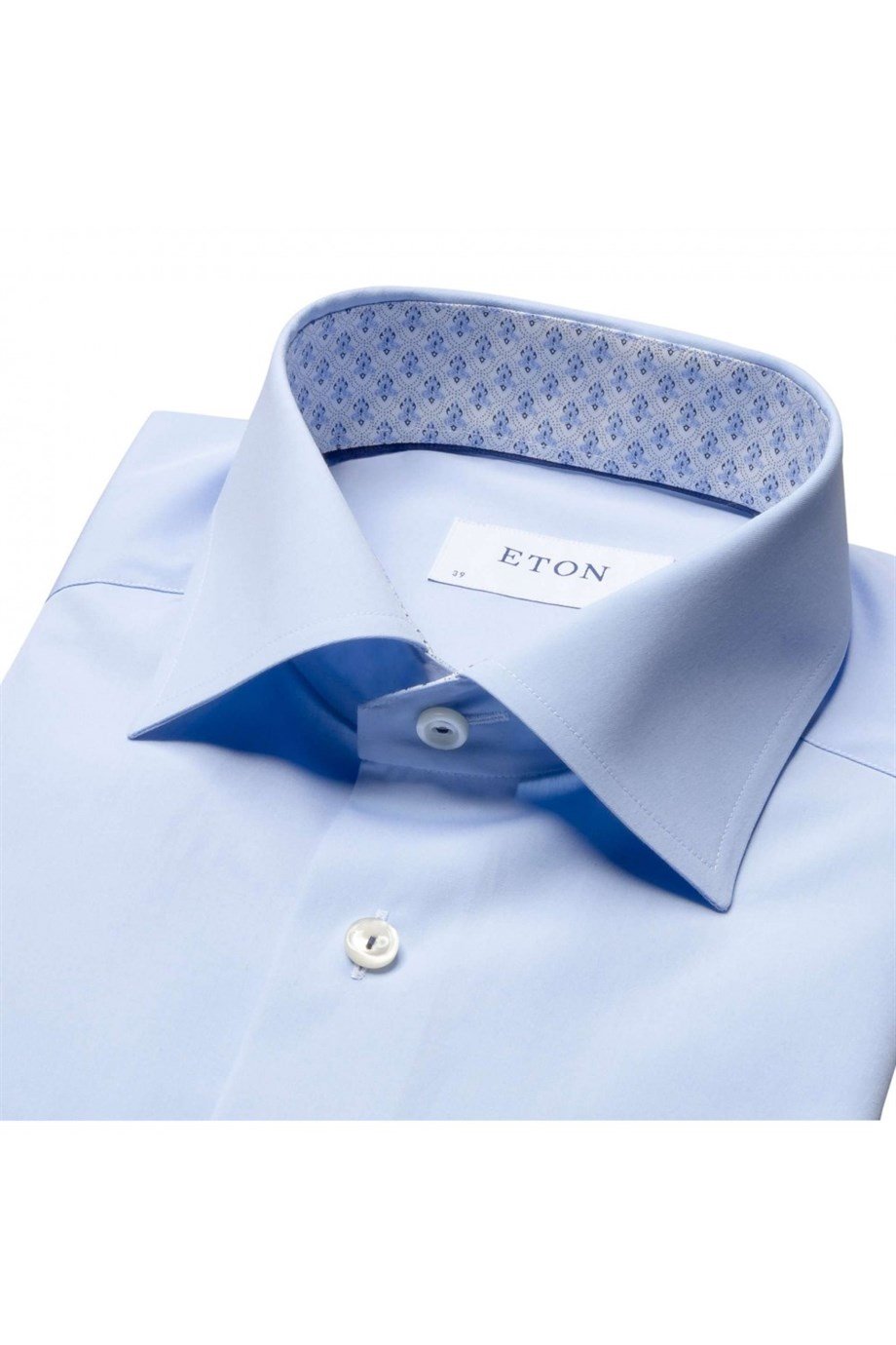 Eton Yaka İçi Desenli Buz Mavi Pamuk Gömlek