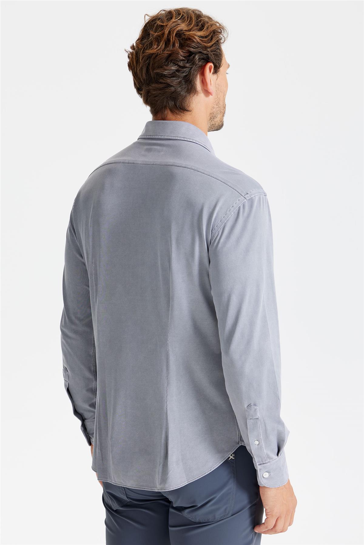 Füme Oxford Teknik Kumaş Gömlek