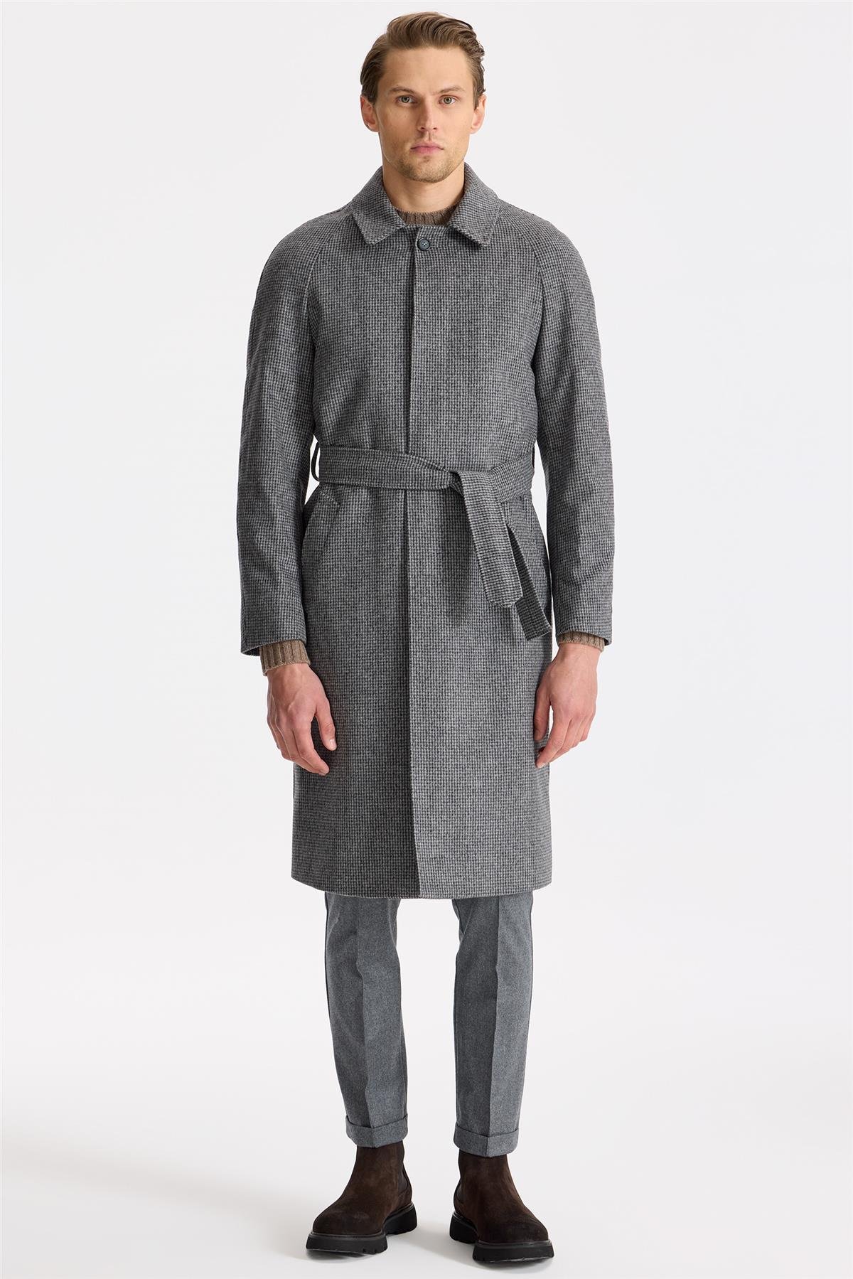 Füme Raglan Yün Kaşmir Palto