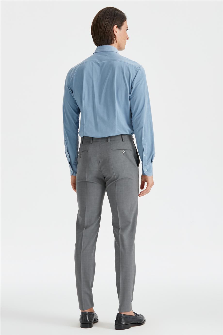 Gri Astarsız Yün Takım Elbise