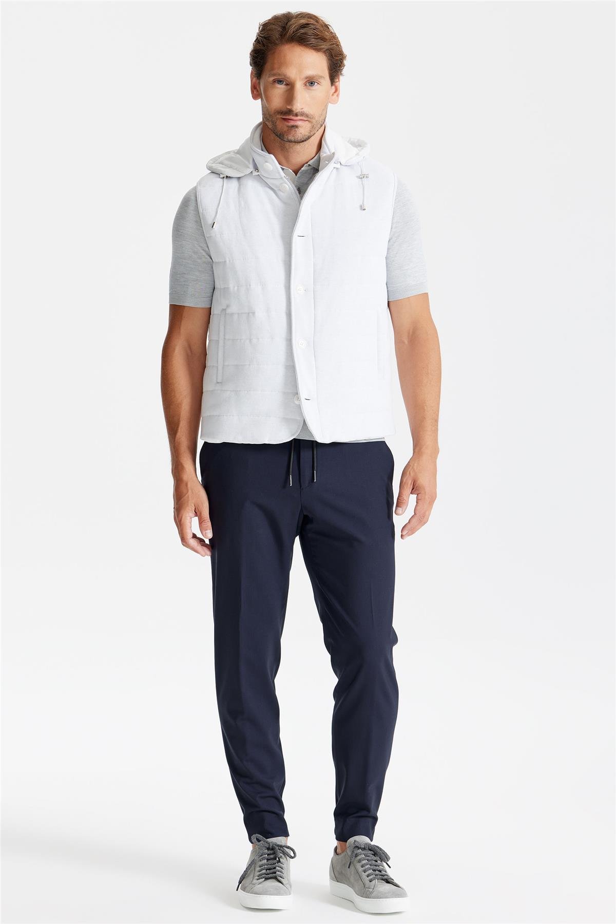 Gri Beyaz Pamuk Spor Yelek