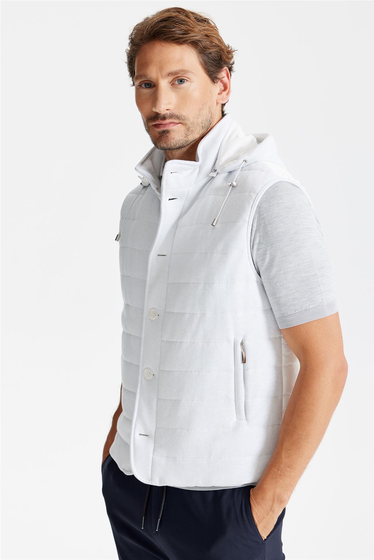 Gri Beyaz Pamuk Spor Yelek