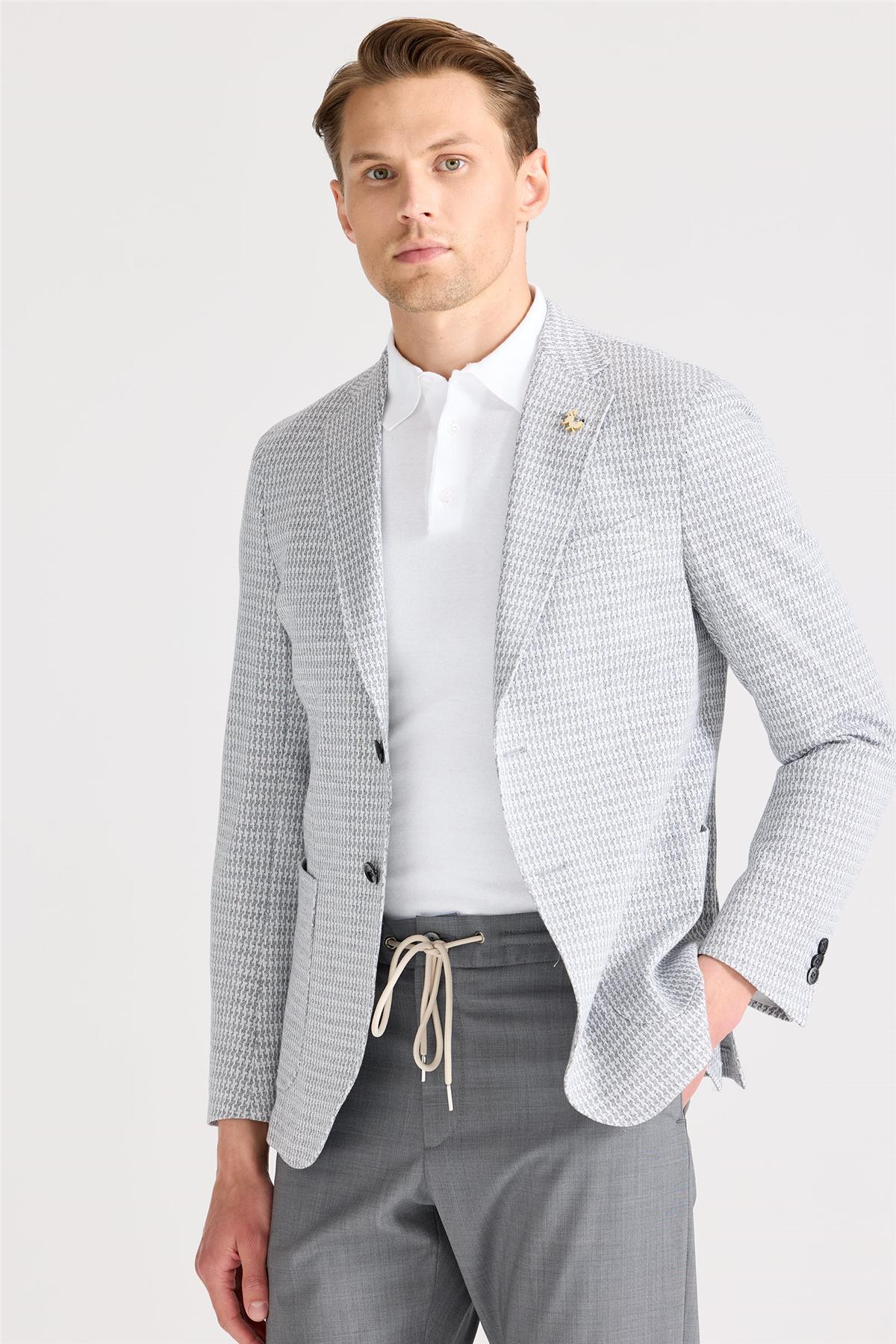 Gri Desenli Pamuk Ceket