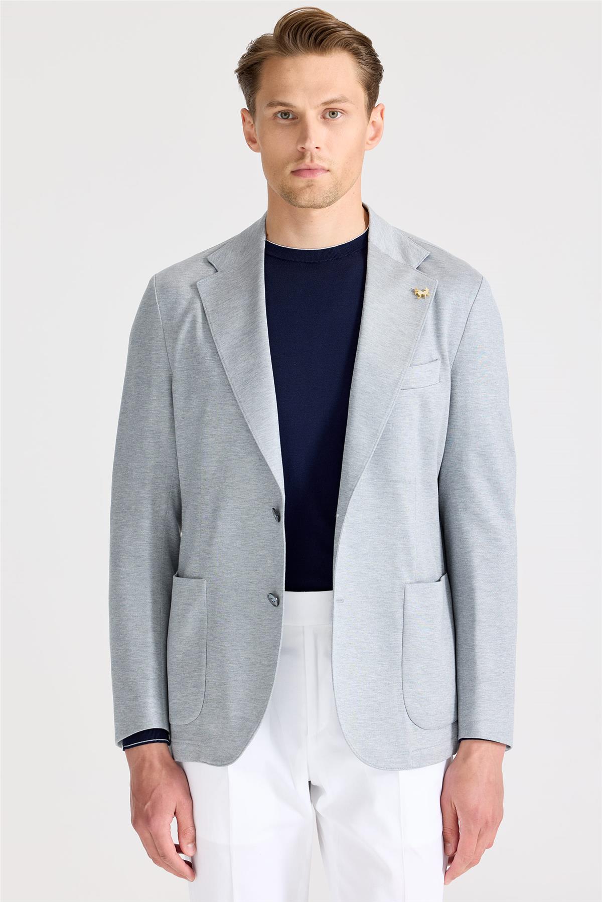 Gri İpek Pamuk Ceket