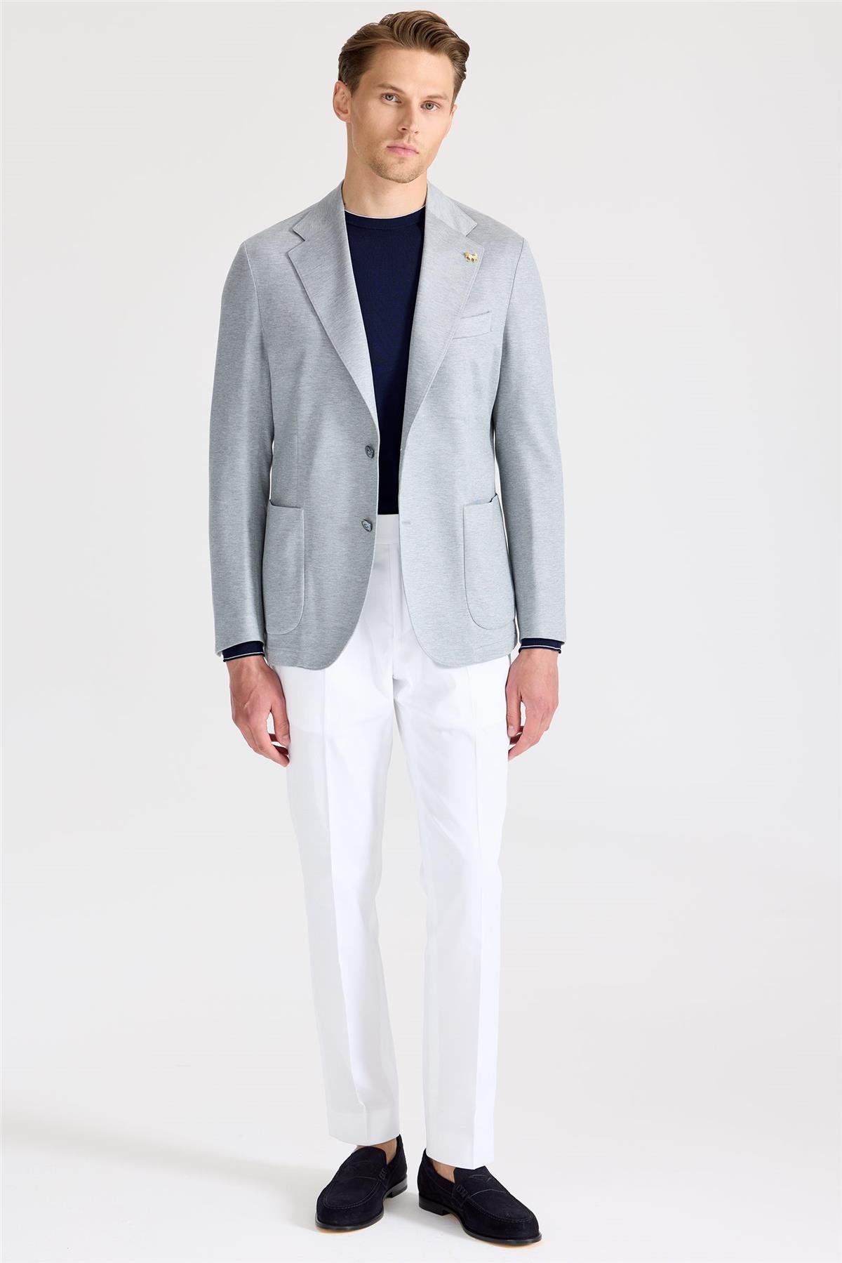 Gri İpek Pamuk Ceket