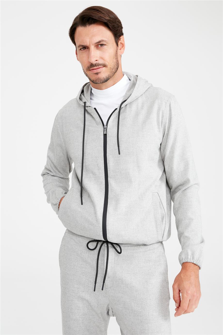 Gri Kapüşonlu Sweatmont