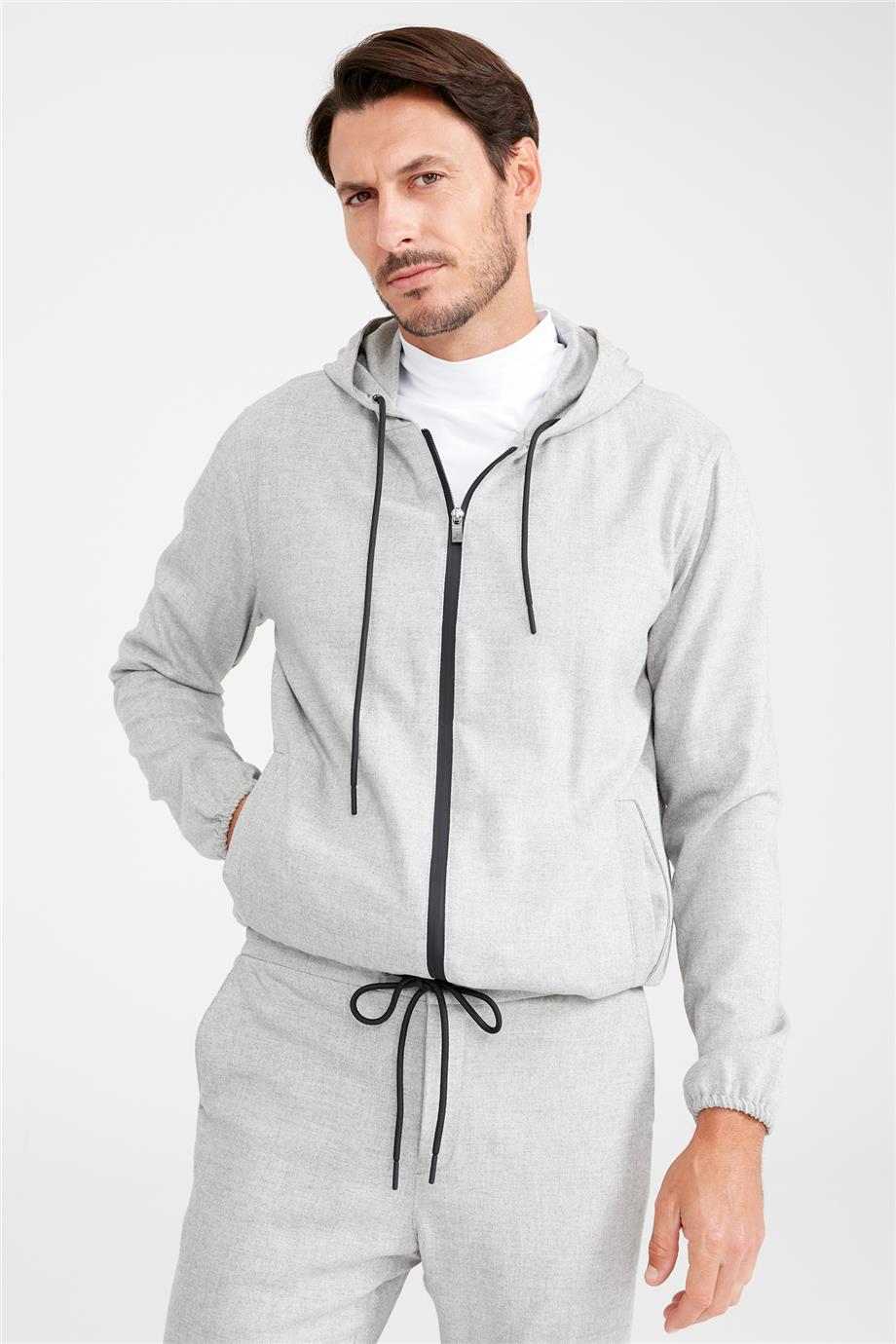 Gri Kapüşonlu Sweatmont