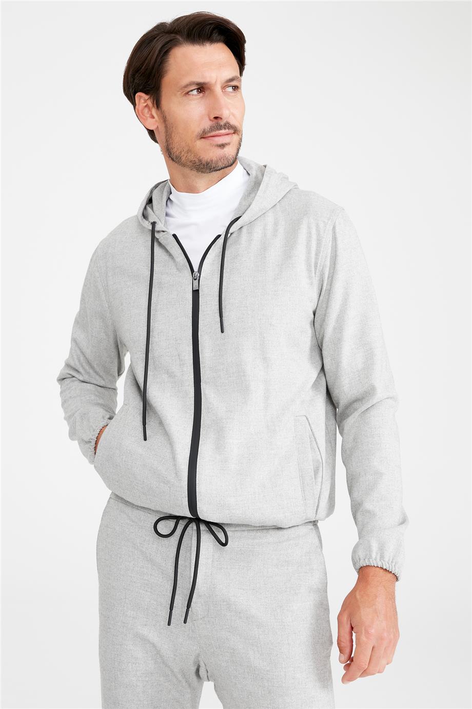 Gri Kapüşonlu Sweatmont