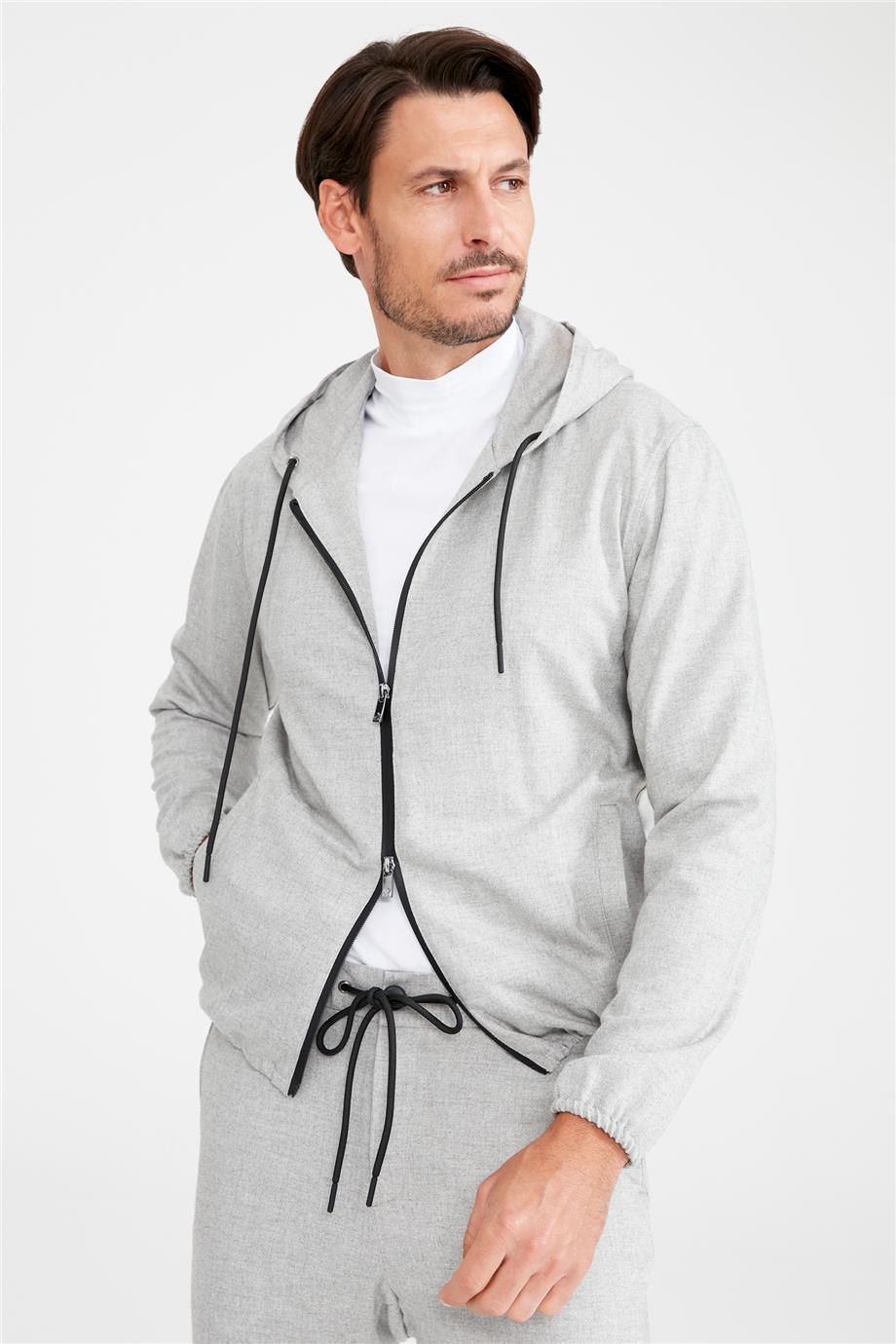 Gri Kapüşonlu Sweatmont