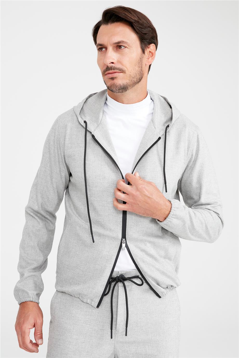 Gri Kapüşonlu Sweatmont