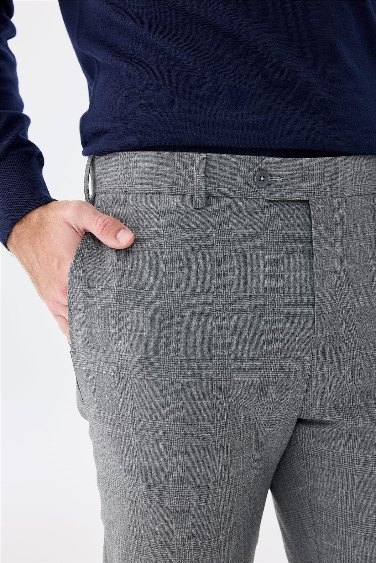 Gri Kareli Yün Takım Elbise