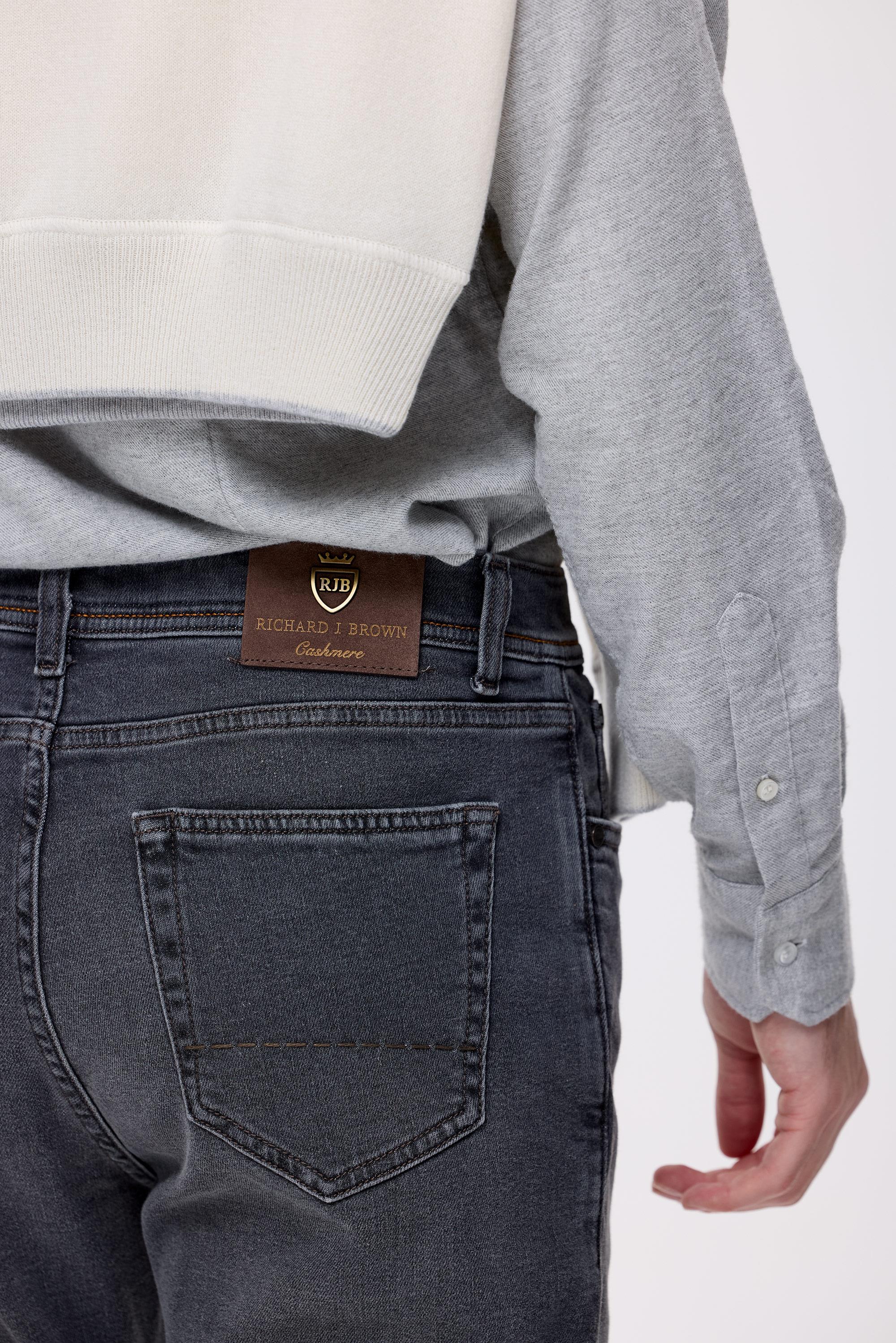 Gri Kaşmirli Denim Pantolon