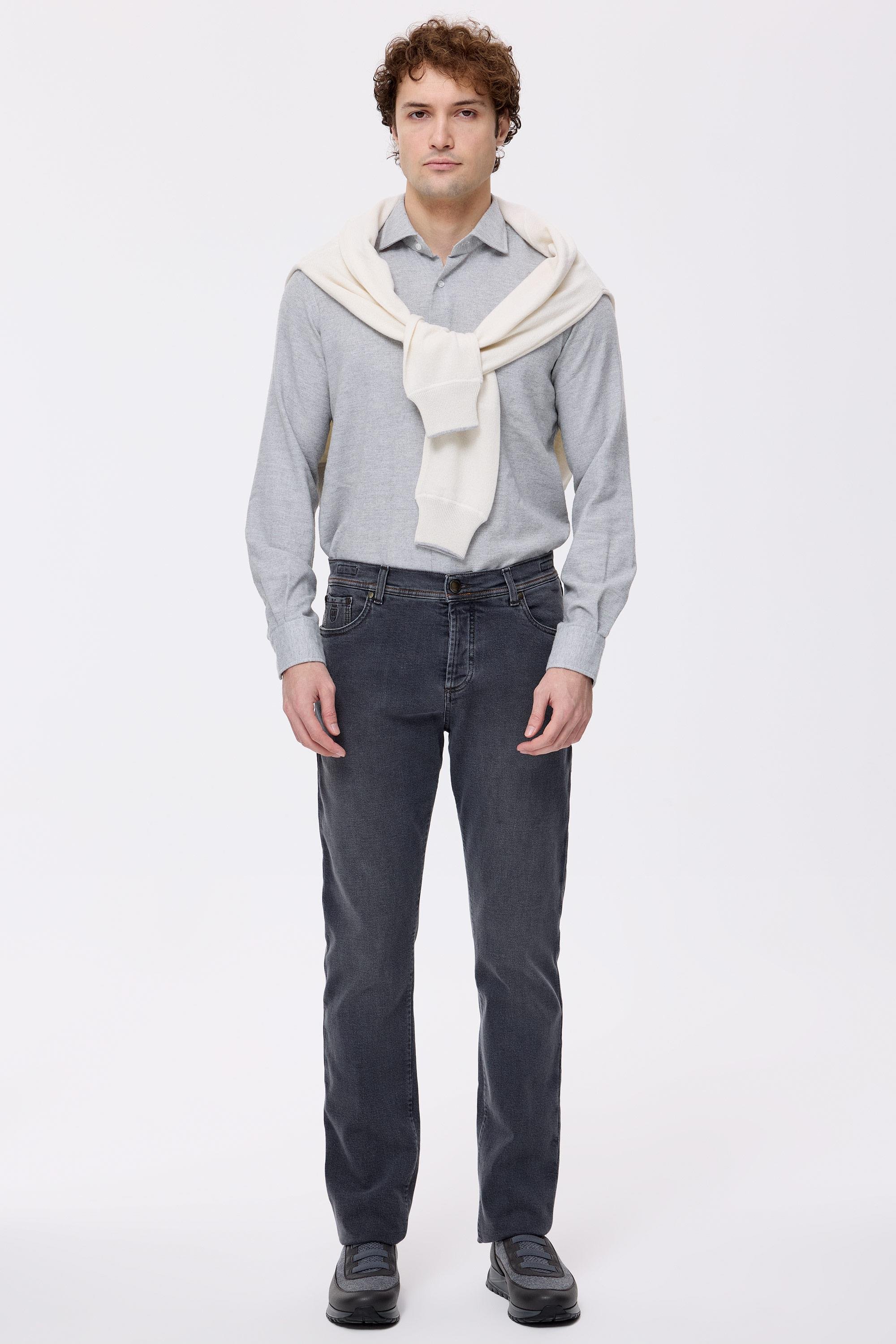 Gri Kaşmirli Denim Pantolon