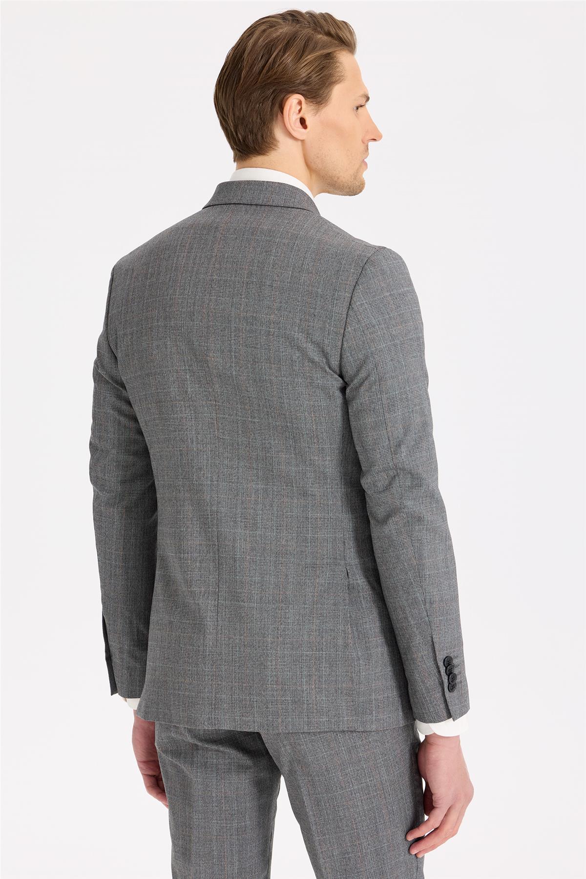 Gri Kruvaze Yün Takım Elbise