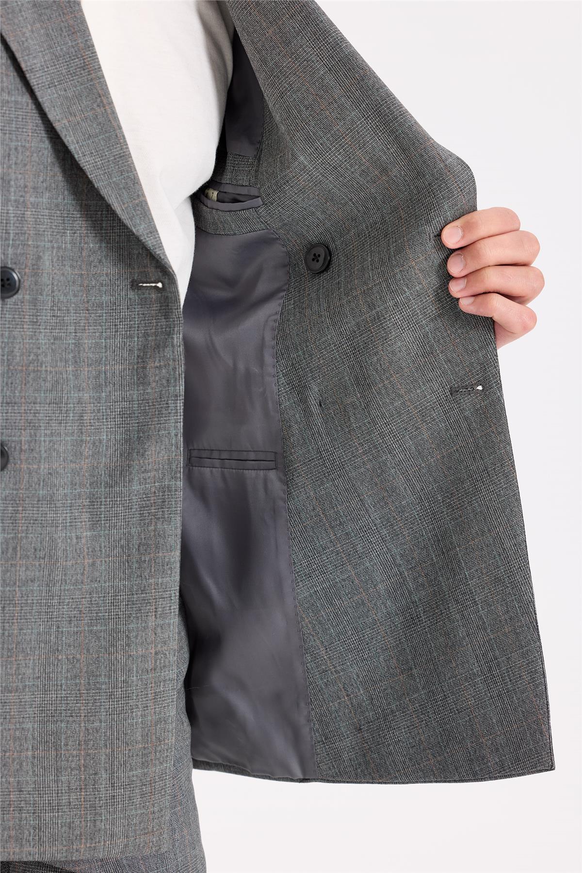 Gri Kruvaze Yün Takım Elbise