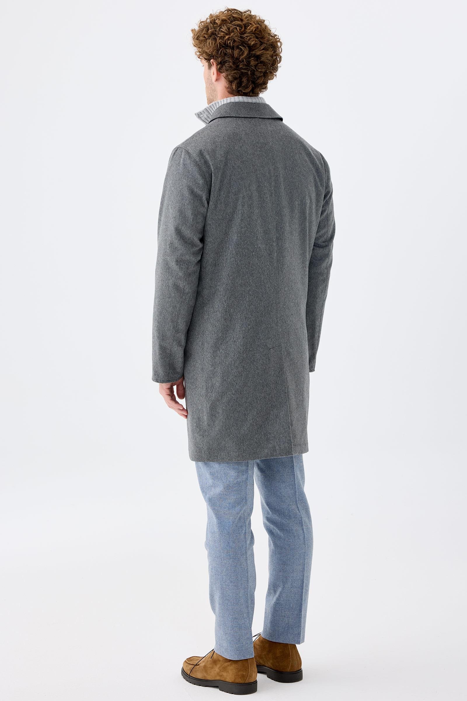 Gri Lacivert Çift Taraflı Kaşmir Kaban