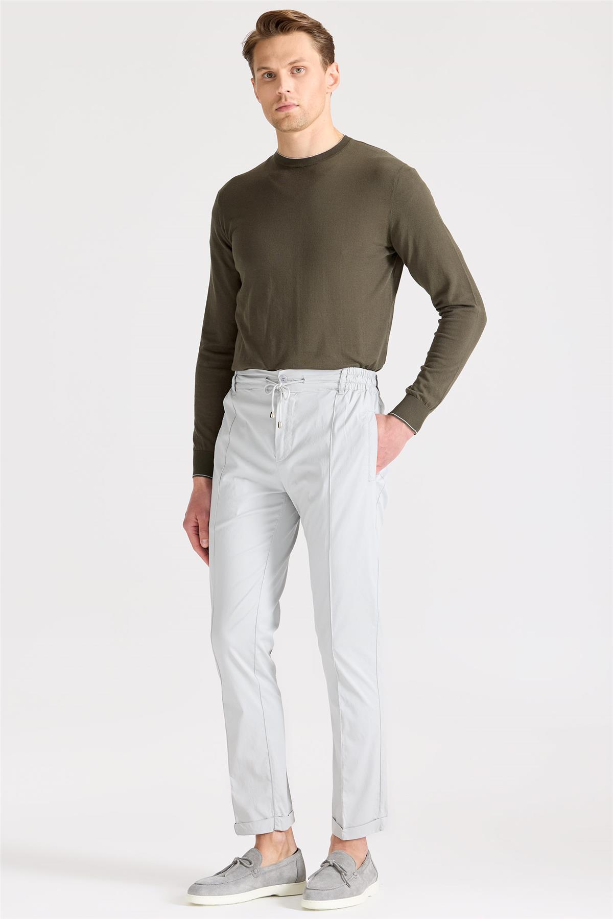 Gri Likra Pamuk Spor Pantolon