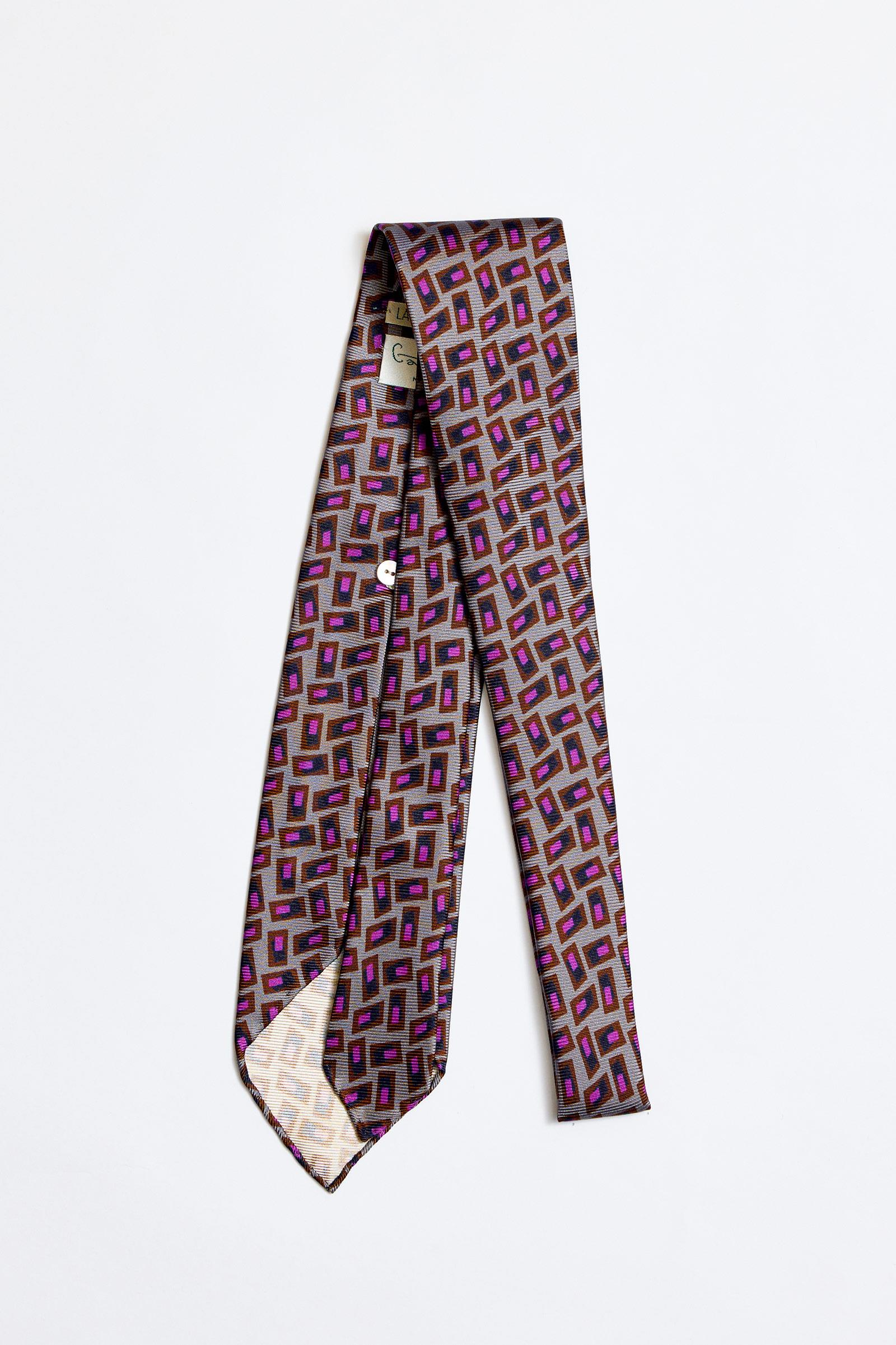 Gri Mor Astarsız 5 Fold İpek Kravat