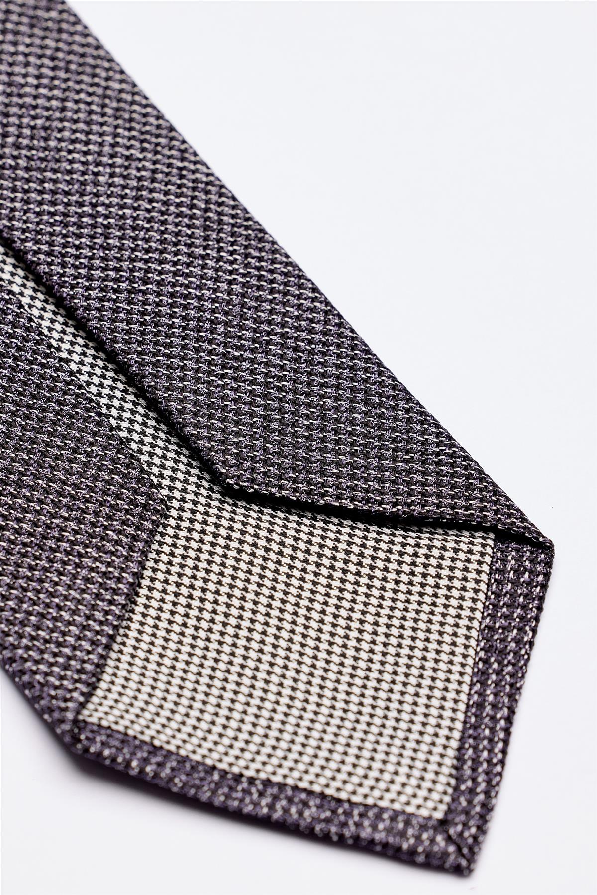 Gri Mor Melanjlı 5 Fold İpek Kravat