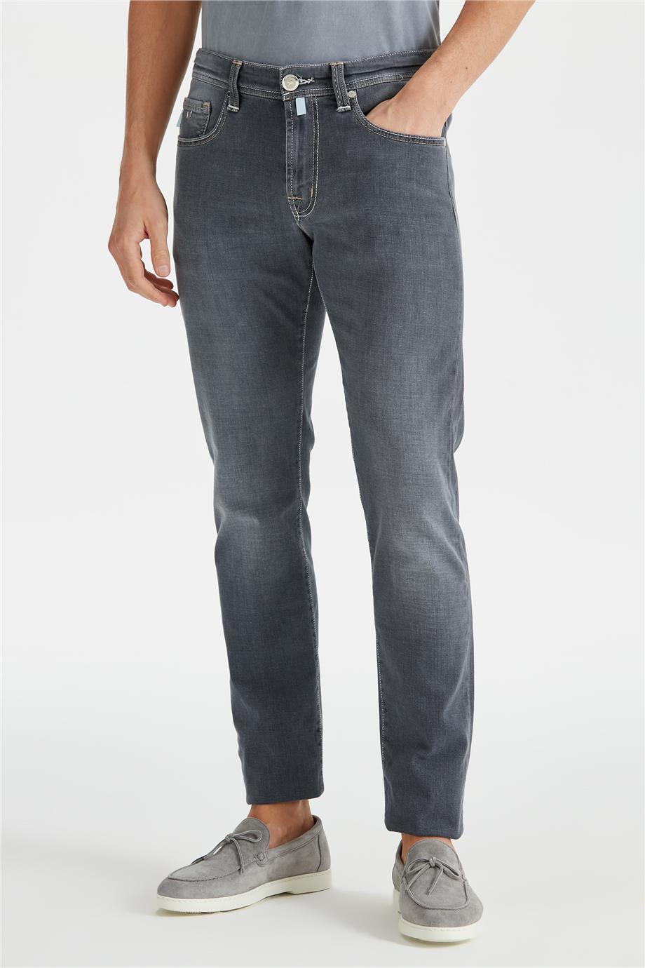 Gri Organik Pamuklu Denim Pantolon