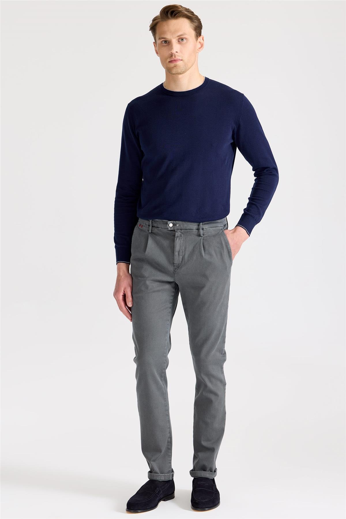 Gri Pamuk Chino Pantolon