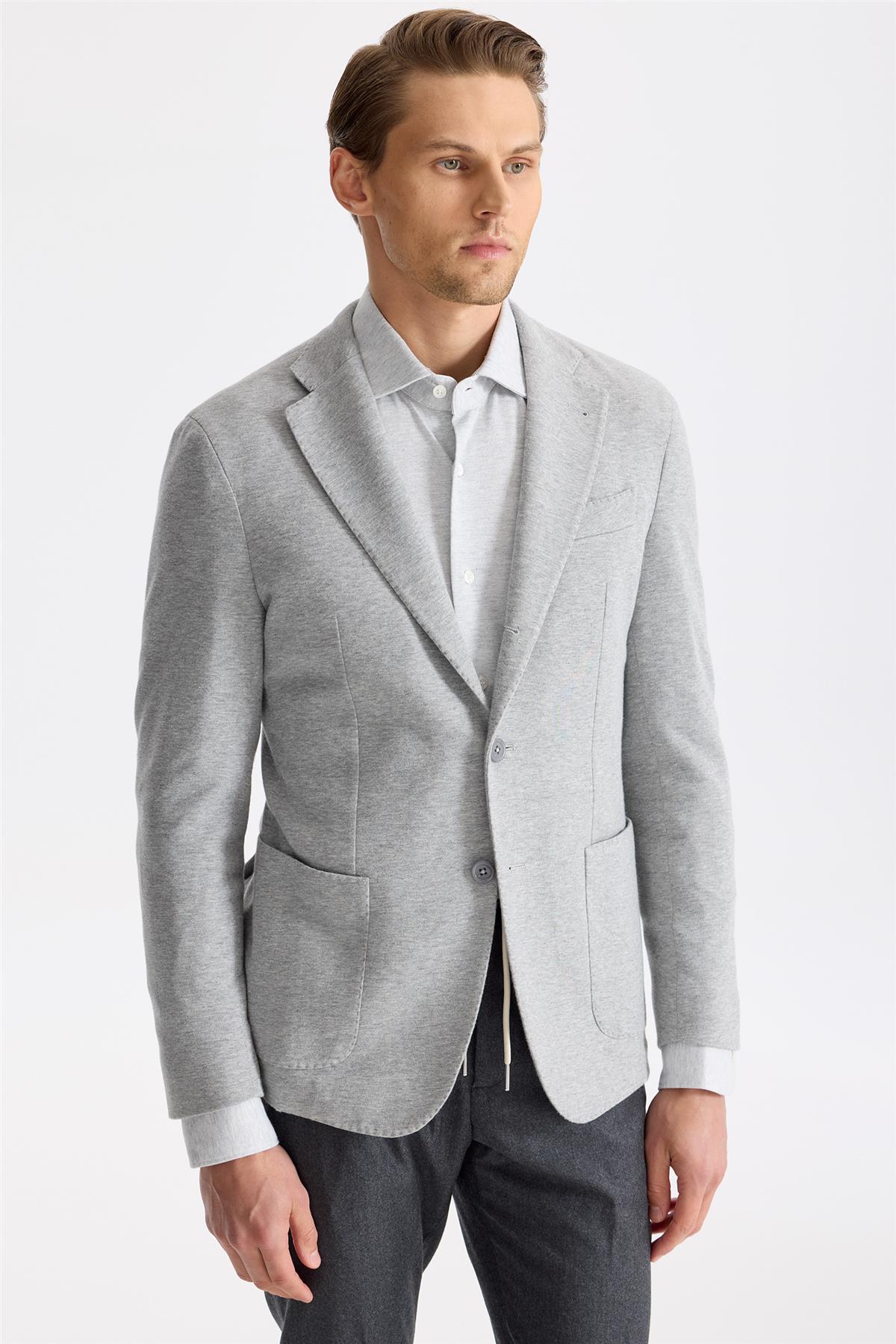 Gri Pamuk Kaşmir Ceket