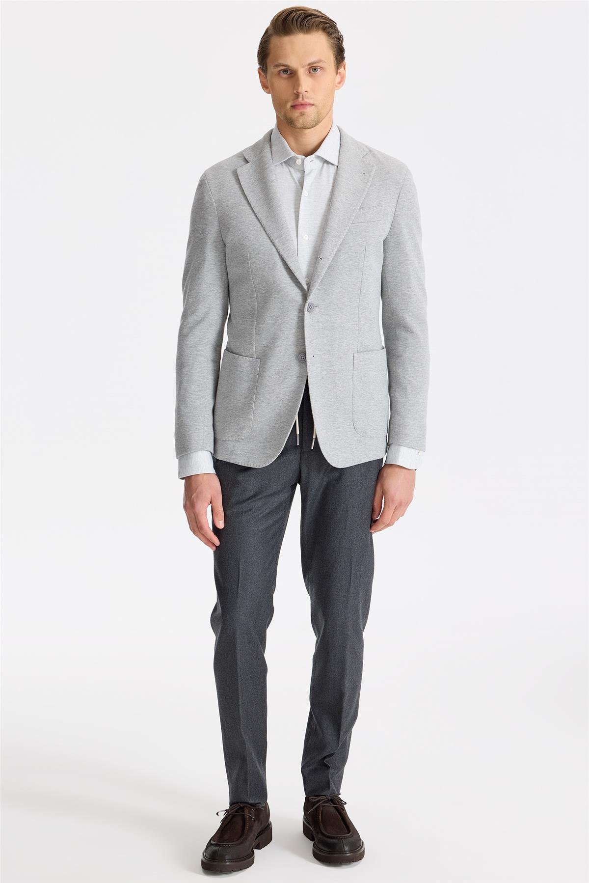 Gri Pamuk Kaşmir Ceket