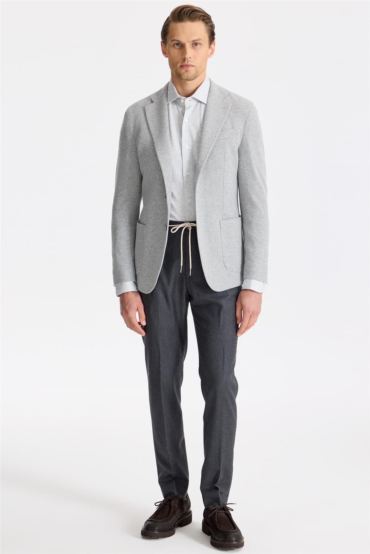 Gri Pamuk Kaşmir Ceket