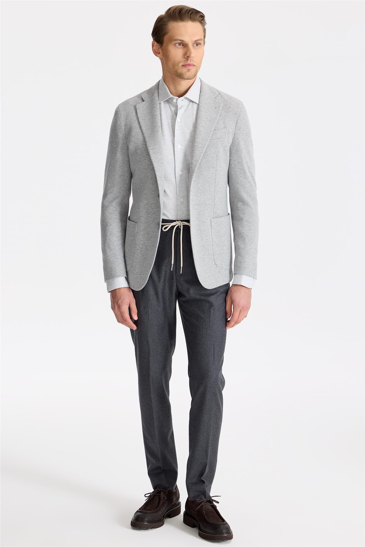 Gri Pamuk Kaşmir Ceket