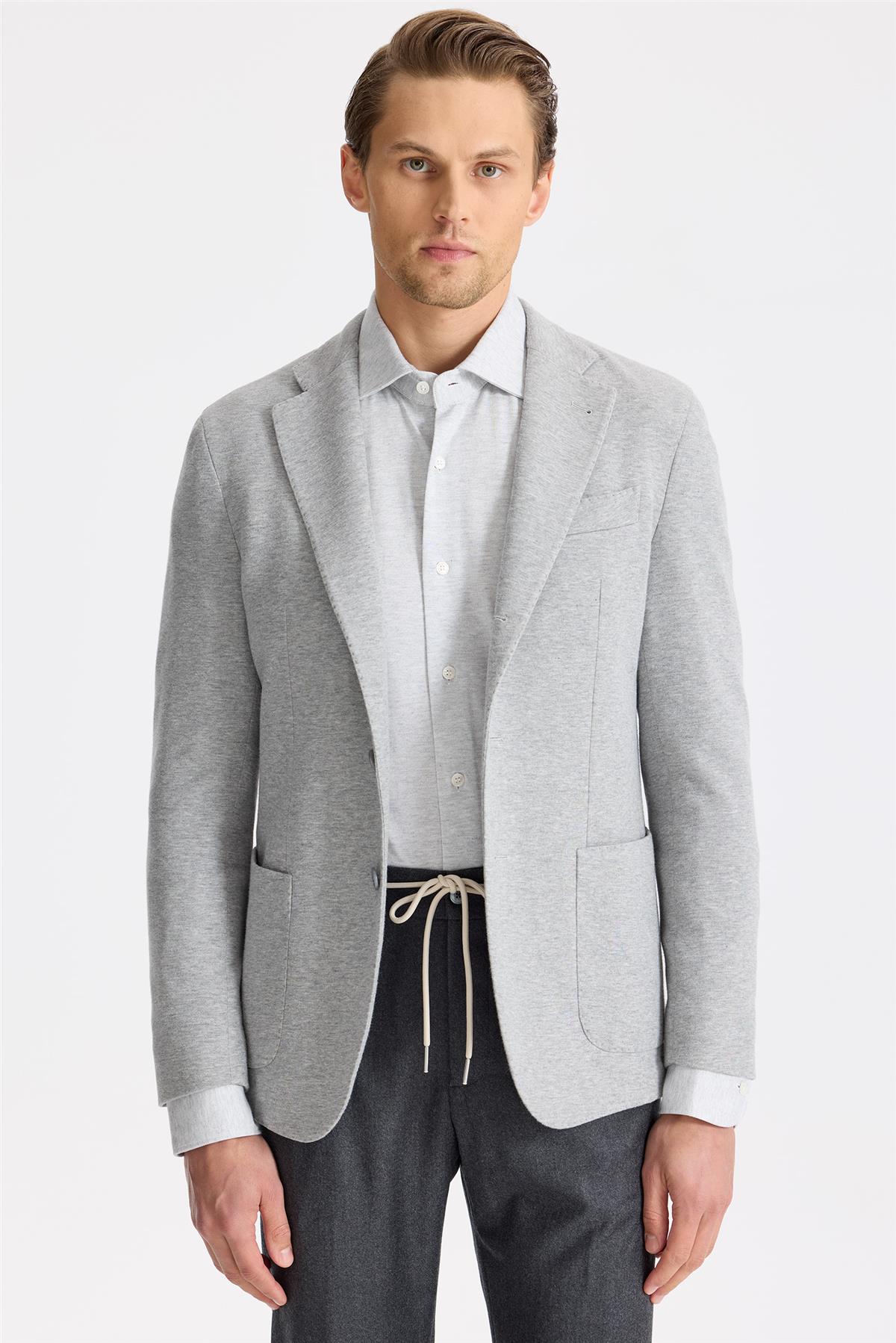 Gri Pamuk Kaşmir Ceket
