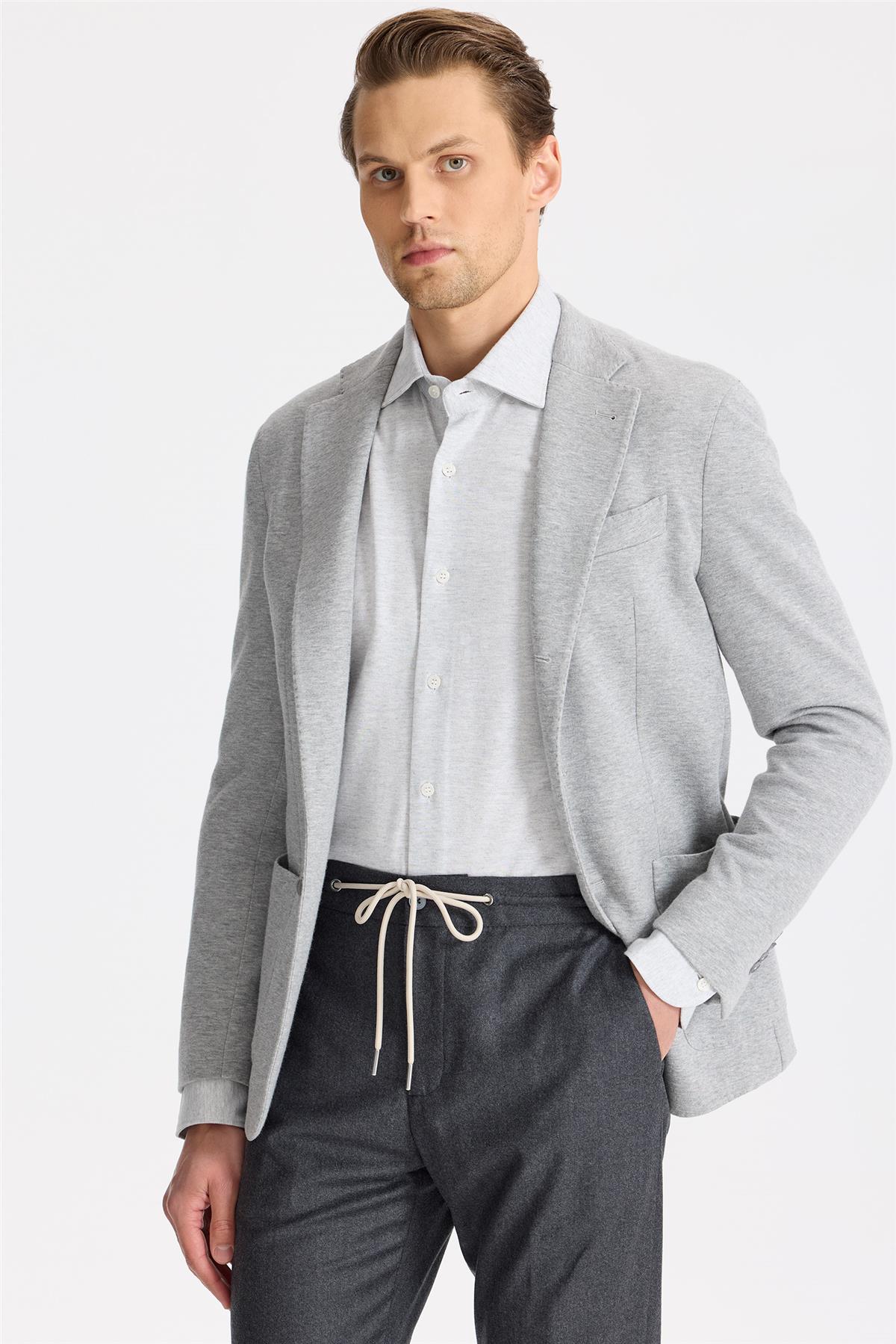 Gri Pamuk Kaşmir Ceket