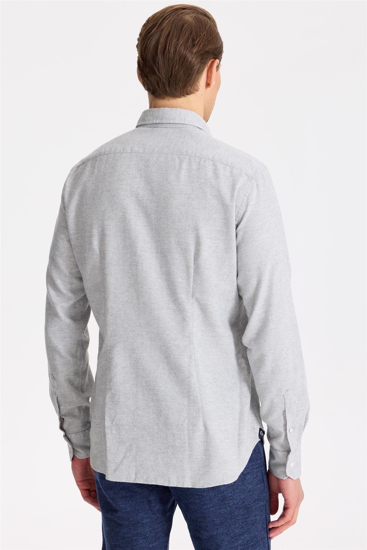 Gri Pamuk Teknik Gömlek