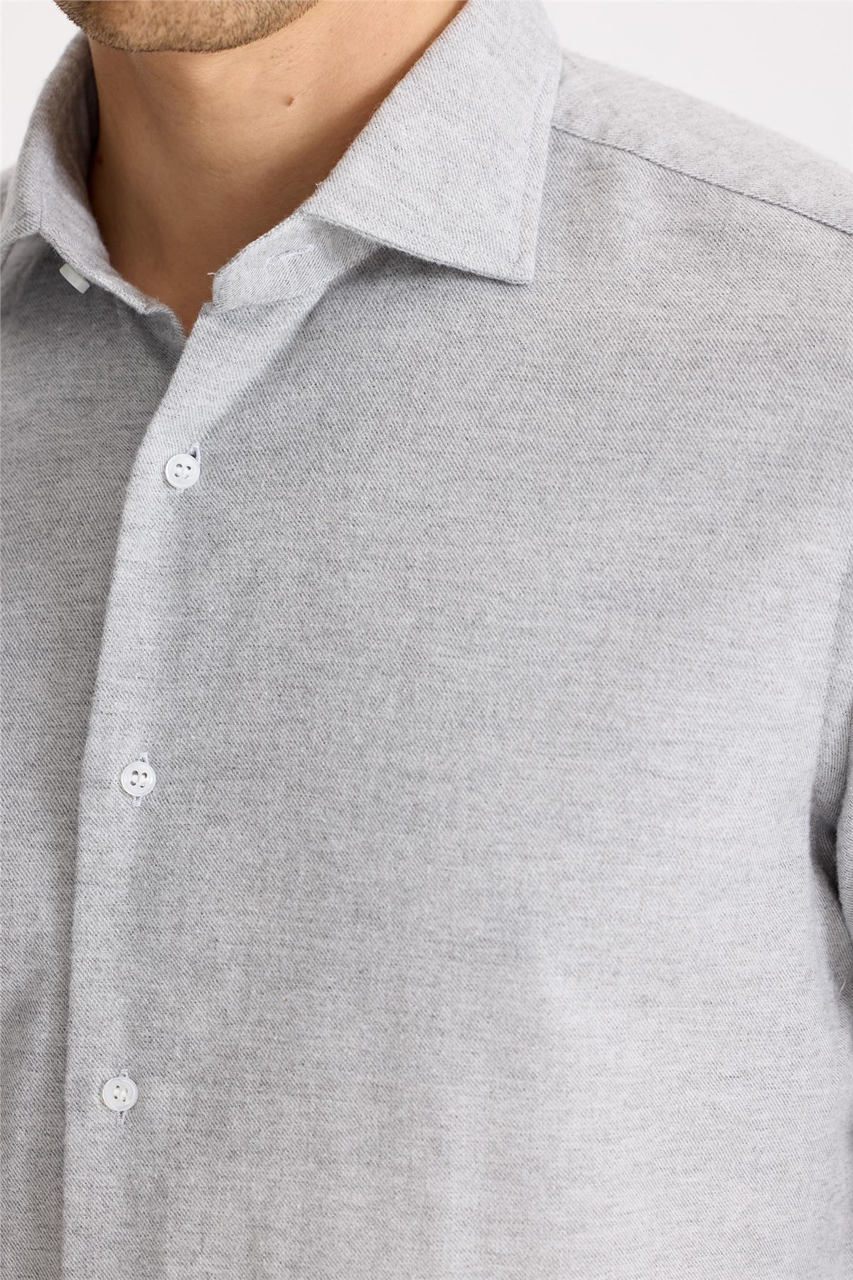 Gri Pamuk Teknik Gömlek