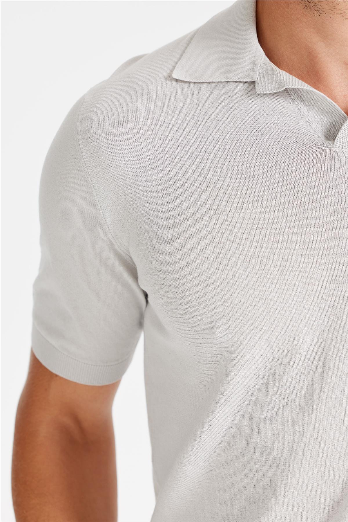 Gri Polo Yaka Pamuk Triko