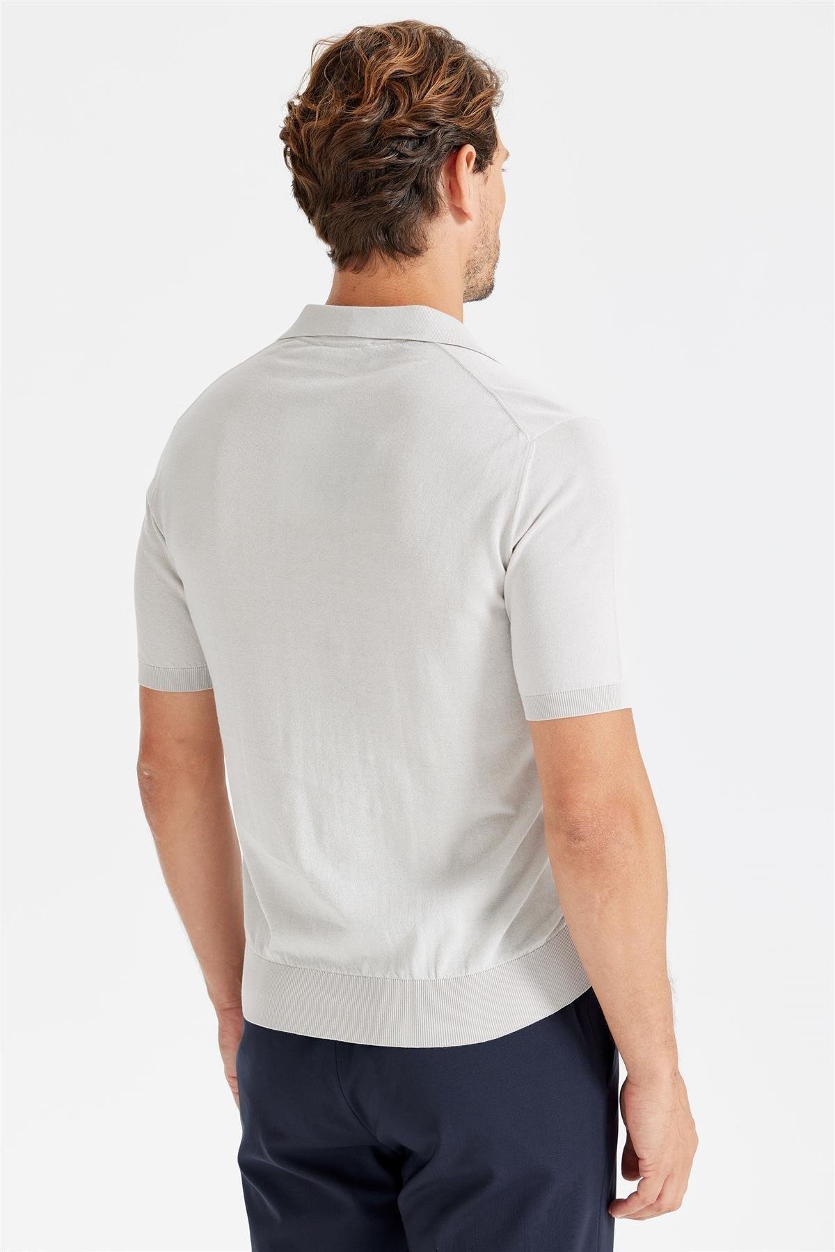 Gri Polo Yaka Pamuk Triko