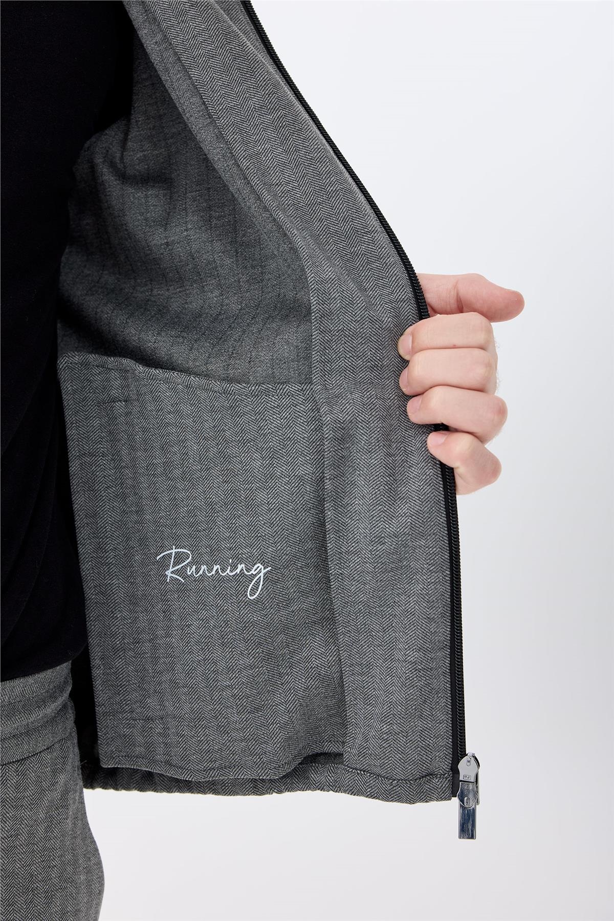 Gri Running Spor Takım Elbise 