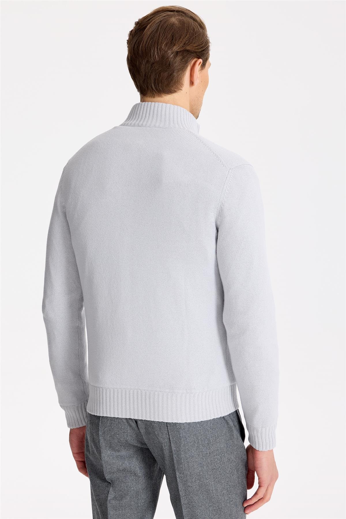 Gri Saf Kaşmir Triko Mont