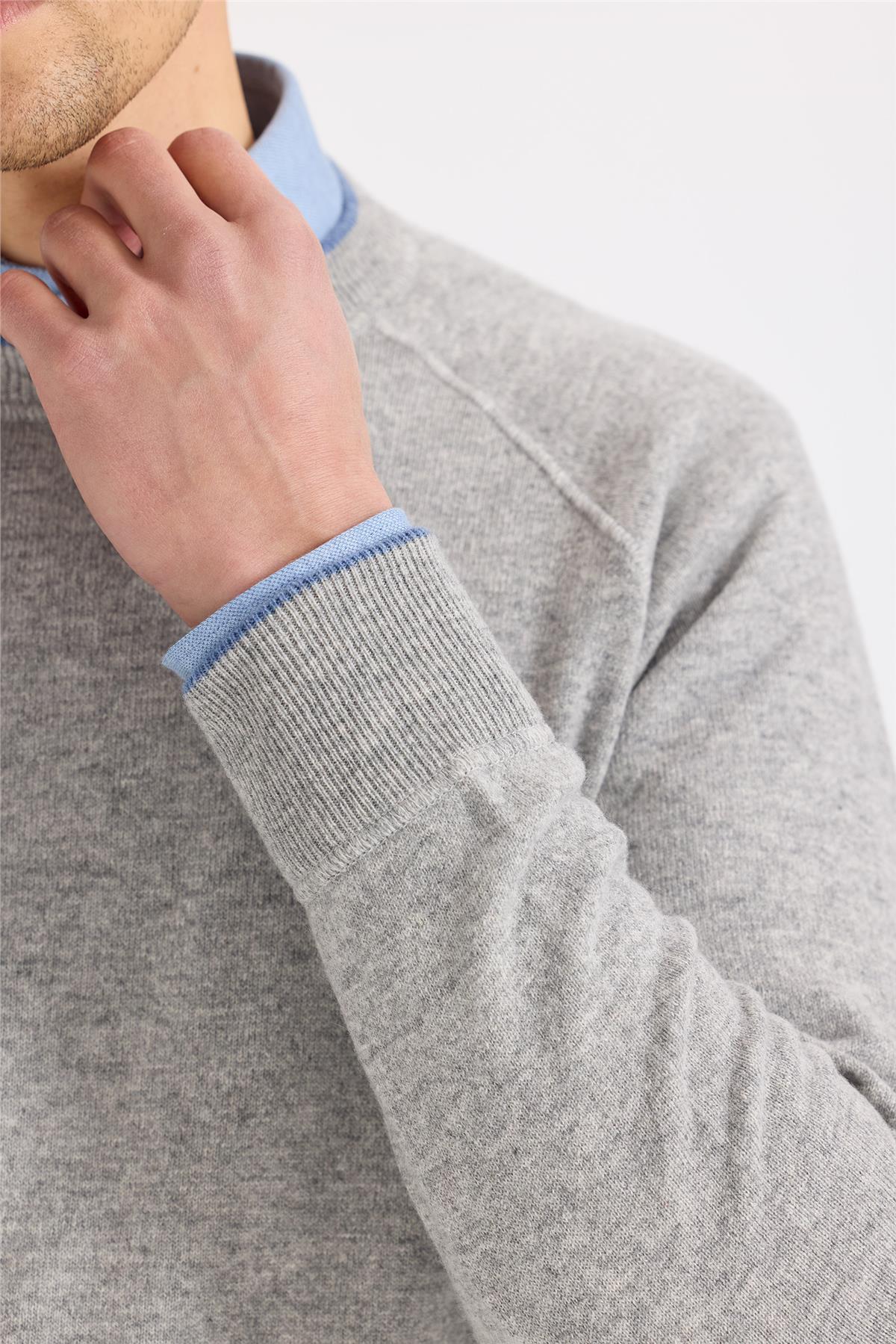 Gri Sıfır Yaka Kaşmir Triko