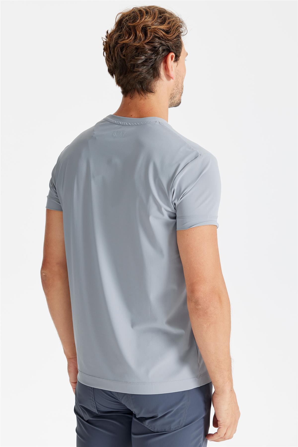 Gri Sıfır Yaka Teknik T-shirt