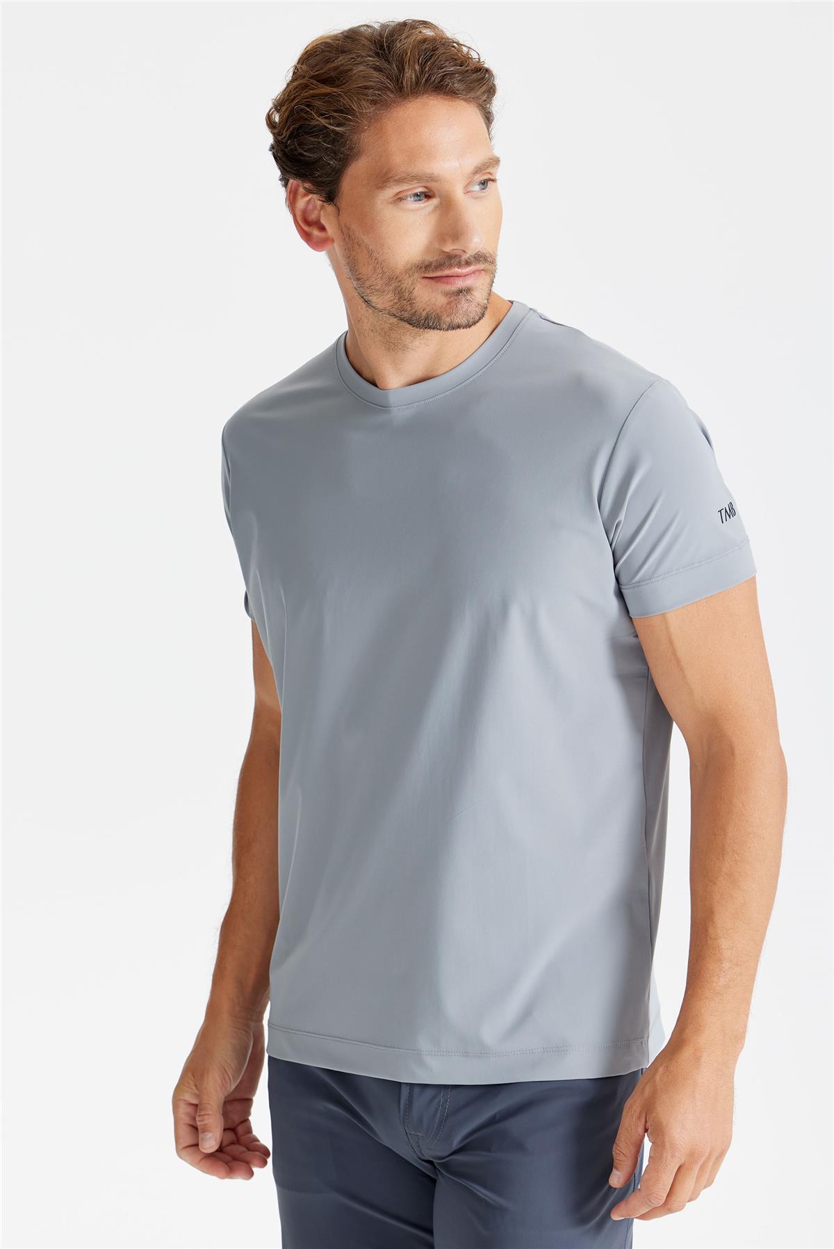 Gri Sıfır Yaka Teknik T-shirt